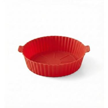 Imagem de Forma de Silicone para Air Fryer 20cm, Antiaderente, Flexível, Ideal para Bolos, Pães, Tortas e Carnes, Fácil de Limpar - Cores sortidas (Vermelho, Preto, Cinza)