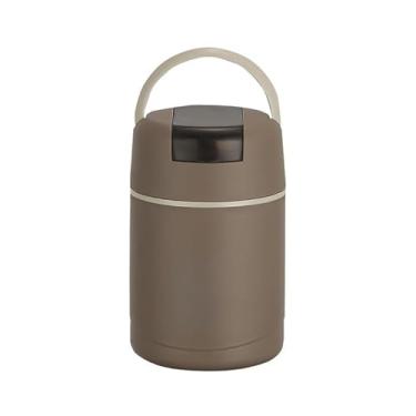 Imagem de Copo de café da manhã de aço inoxidável 304 com tampa e colher dobrável, copo portátil à prova de vazamento para leite, leite de soja e aveia (marrom)