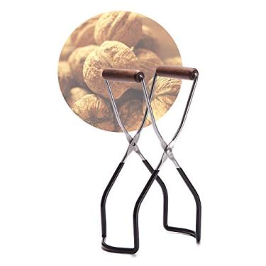 Imagem de BaBainlab Levantador de pote de conserva preto com alças de madeira de nogueira, pega segura, levantador de pote de aço inoxidável 304