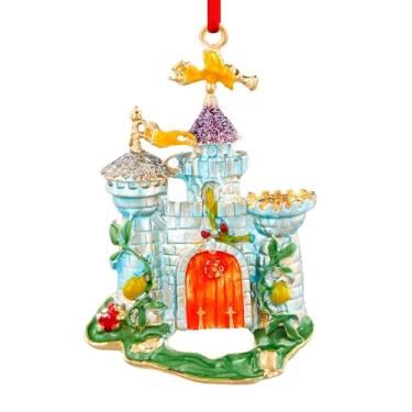 Imagem de Castelo de metal, enfeites de Natal, castelo de princesa, enfeites de árvore de Natal, presentes para crianças, meninas, meninos, mulheres, azul