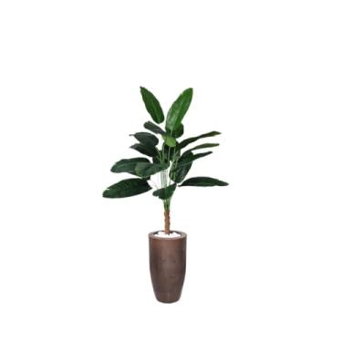 Imagem de Bananeira Artificial Ornamental com Vaso Cone de Mármore e Pedra Decorativa – Arranjo para Jardim, Sala e Ambientes Externos(Cone Marrom)