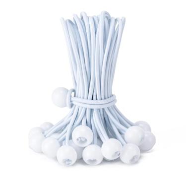 Imagem de Pacote com 30 cordas elásticas resistentes, bolas de corda elástica de 10 cm para acampamento, tendas, carga, arame e mangueiras, guarda-chuvas de pátio, toldo (branco)