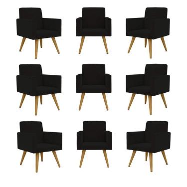 Imagem de Kit 10 Cadeiras Poltronas Decorativa - Escritório - Recepção Cor:preto