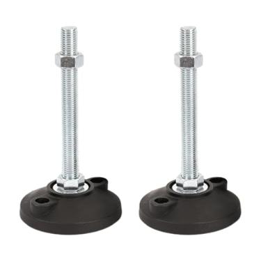 Imagem de Niveladores de base de borracha, 2 peças M16 pernas ajustáveis para móveis, pé de nivelamento rosqueado de metal, para máquinas de fábrica grande, bancada de trabalho (D100*M16*L300)