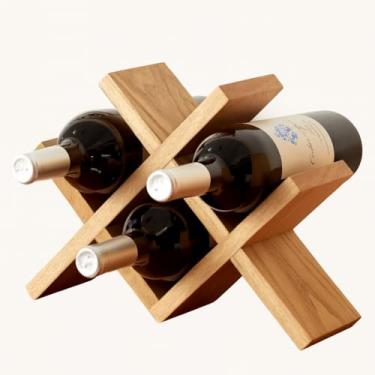 Imagem de Porta Vinho, Suporte Nicho Xadrez Adega para Vinhos Champanhes Minimalista Moderno de Bancada Ou Parede(4 garrafas)