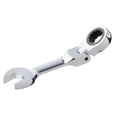 Imagem de FOCMKEAS Chave combinada de catraca de cabeça flexível antiderrapante de 19 mm SAE 72 dentes 12 pontos caixa catraca terminada e chave inglesa aberta, chave de engrenagem de cabeça flexível, CR-V