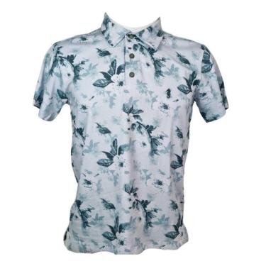 Imagem de Camiseta Polo Masculina Floral Branca Sglum M-Masculino