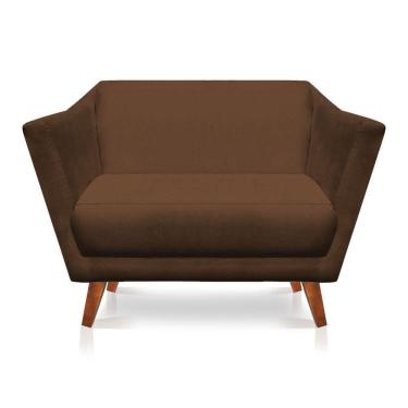 Imagem de Namoradeira Lorena Suede Pés Castanho Marrom