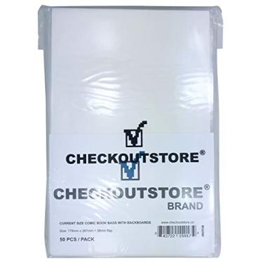 Imagem de Sacos de quadrinhos transparentes da CheckOutStore com placas de suporte, Current Age - White, 100 Units