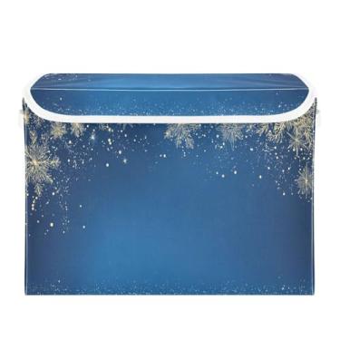 Imagem de ATTX Cestos de armazenamento dobráveis com tampas – Cestas de armazenamento dobráveis de flocos de neve brancos para armário, quarto, organização de escritório (42 x 32 x 30 cm) #88