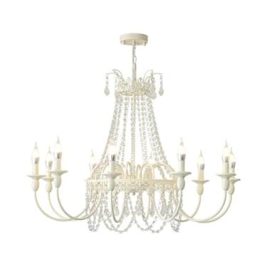 Imagem de Lustre de cristal estilo americano campestre com galhos - Iluminação LED vintage para sala, balcão de bar e quarto | Produto Cross-Border (10 lâmpadas)