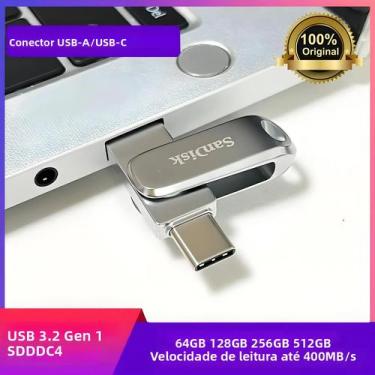 Imagem de Pen Drive USB Tipo-C SanDisk Ultra Dual Drive Luxe 32GB 64GB 128GB 256