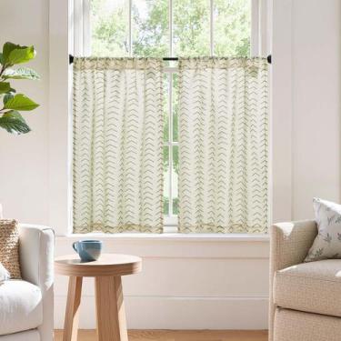 Imagem de Cortinas Jinchan Flecha Boho Mezcla de Lino 66x91 cm Juego de 2