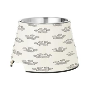 Imagem de Blueangle Tigelas elevadas para cães com aço inoxidável – Prato antiderrapante de 2,3 xícaras para animais de estimação de alta capacidade para saúde da coluna vertebral e design de pata de cachorro