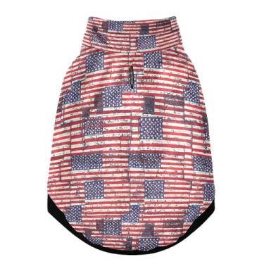 Imagem de SEHANY Casaco de cachorro com bandeira americana para cães pequenos, superquente, à prova de vento, jaqueta macia e aconchegante para animais de estimação, moletom para clima frio na neve com furo de