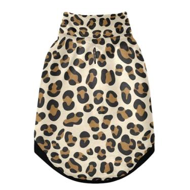 Imagem de SEHANY Casaco de cachorro marrom com estampa de leopardo para cães pequenos, superquente à prova de vento, jaqueta de inverno macia e aconchegante para clima de neve fria com coleira para animais de