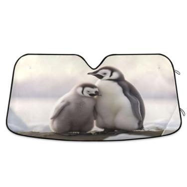 Imagem de ATTX Para-brisa de carro Two Penguins 144.8 cm x 80.0 cm Protetor solar universal com proteção UV, persiana de janela frontal automática dobrável para caminhões Sedans SUVs #568