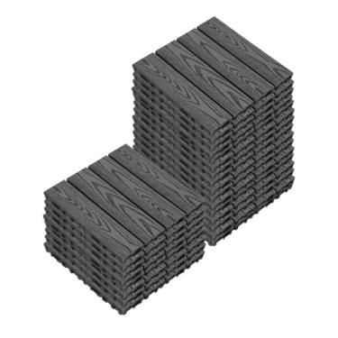 Imagem de Azulejos de deck interligados, azulejos de piso de pátio composto WPC com sistema de clique função de drenagem para varanda piscina varanda quintal área de jogo terraço uso em todos os climas C4 24