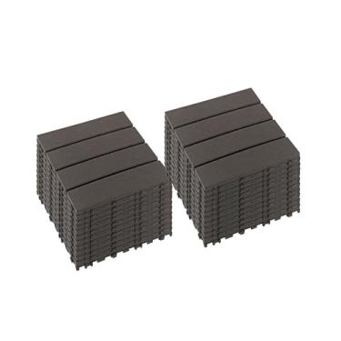 Imagem de Azulejos de convés interligados de plástico, azulejos de piso de pátio com uso em todos os climas Sistema de clique de bloqueio fácil de instalar 30,5 x 30,5 cm para varanda, quintal, jardim e terraço