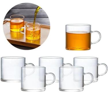 Imagem de Kit 6 Xícaras Café Chá Transparente Vidro Borosilicato 130ml - Majesti