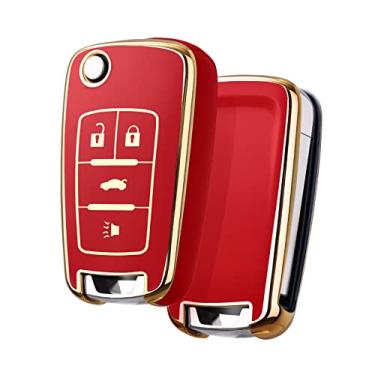 Imagem de ELOHEI Capa para Chevy Key Fob, capa de chave de TPU macio para Chevy Chevrolet Equinox Camaro Cruze Malibu Sonic Volt Park Impala Buick Encore Allure Regal