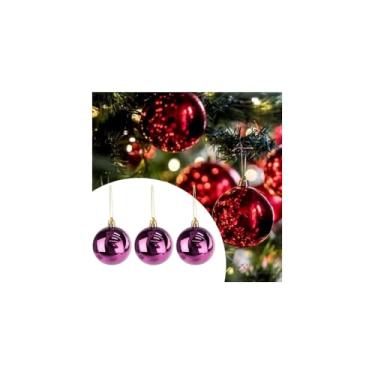 Imagem de Kit Bolas Natalinas para Decoração de Árvores, 24 Unidades, Rosé, 6cm de Diâmetro, Plástico, com Glitter e Efeito Espelhado
