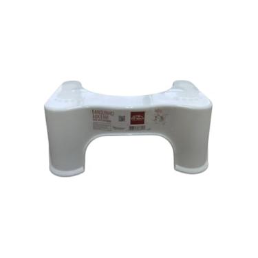 Imagem de Banquinho Auxiliar para Vaso Sanitário, Branco, Plástico, 17x22.5x39cm, Antiderrapante, Design Anatômico, 382g