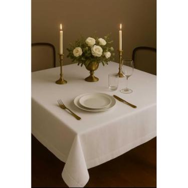 Imagem de Toalha de Mesa P/Decoração, Festa Junina e Piquenique Resistente(Oxford Branco,1.50x1.40m)