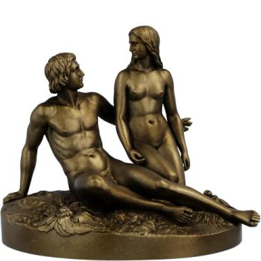 Imagem de Estátua Adão e Eva Antes da Queda - Cenas da Bíblia (Cor Ouro Velho)