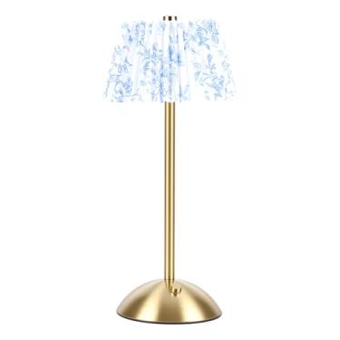 Imagem de AYNEFY Abajur Plissado Abajur Plissado Sem Fio, Recarregável de 1200mAh, Interruptor de Controle de Toque para Quarto, Sala de Estar, Escritório, Decoração de Mesa, Iluminação Interna (#12)
