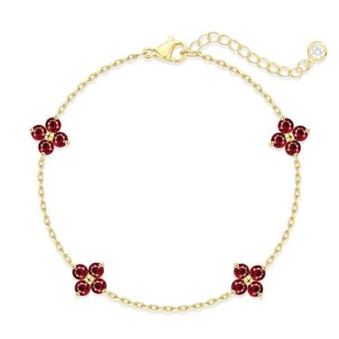 Imagem de ZNBOH Pulseiras femininas de ouro com pedra do mês de nascimento, não manchadas, banhado a ouro 14K, trevo, delicada, empilhável, vermelho, verde, pulseiras de corrente de amizade, presente de Natal