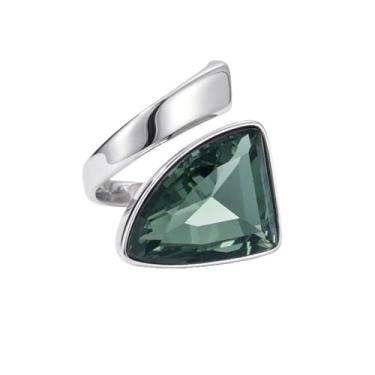 Imagem de Anel de cristal austríaco delicado geométrico grosso zircônia cúbica triângulo expansível aberto envoltório anéis de compromisso de noivado anéis grossos anúncios ajustáveis ajuste confortável