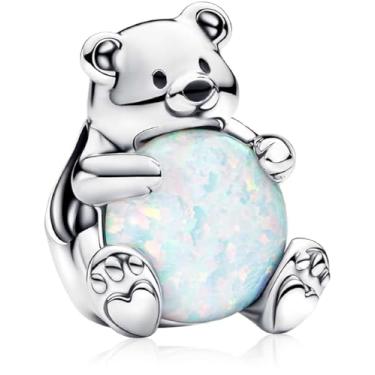 Imagem de MSPOVOF Amuletos de coração de flor de animal, contas para pulseiras e colares, pingentes de prata esterlina S925, para mulheres, joias de presente, Zircônia cúbica, Zircônia cúbica