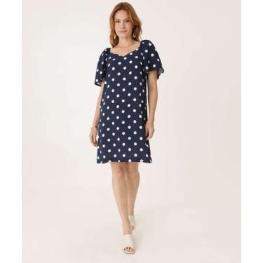 Imagem de Vestido Feminino Curto Manga Borboleta Poá Marisa-15859, Azul, M