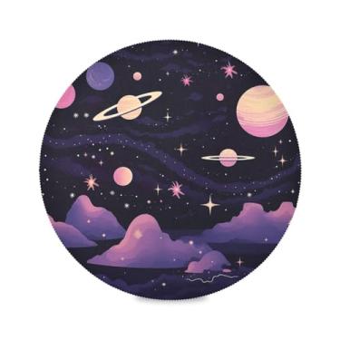 Imagem de Wassud Jogo americano com desenho de ilustração de astronomia (3) tapetes de mesa redondos para cozinha e jantar tapetes laváveis resistentes ao calor decoração de mesa 39 cm
