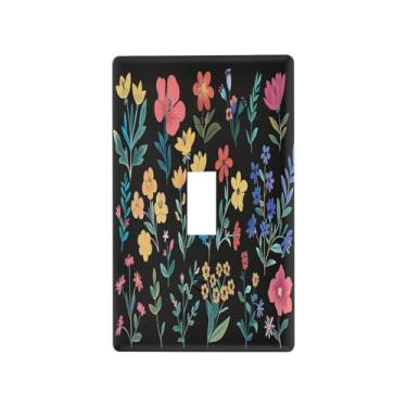 Imagem de Wassud Placa de cobertura de interruptor de luz, capas de tomada decorativas, placa de parede para tomadas elétricas, flor simples, botão único, 11 x 6 cm