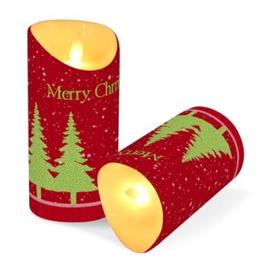Imagem de ATTX Pacote com 2 velas de árvore de Natal sem chamas – 7,6 cm x 9,9 cm de LED com controle remoto e temporizador para casa, casamento, decoração de acampamento #155
