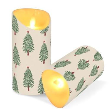 Imagem de ATTX Pacote com 2 velas de árvore de Natal sem chama – 7,6 cm x 9,9 cm de LED com controle remoto e temporizador para casa, casamento, decoração de acampamento #56
