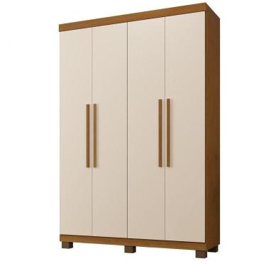 Imagem de Roupeiro Milão 4 Portas 3 Gavetas Benetil Cinamomo-off White