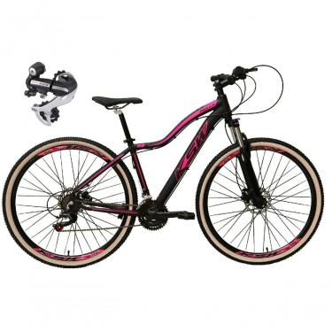 Imagem de Bicicleta Feminina Aro 29 Ksw Mwza Câmbio Shimano Acera 24v Aluminio K7 Garfo Trava Freio A Disco preto-rosa Tam: 15