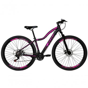 Imagem de Bicicleta Aro 29 Ksw Mwza Feminina Alumínio 21v Freio A Disco Garfo Suspensão Mtb preto-rosa Tam: 17