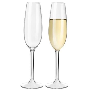 Imagem de HAHASHOW Taças de champanhe de plástico, taças de vinho elegantes de 215 g, conjunto de 2 taças de champanhe de plástico, vinho, martini, copos de suco, para capina, presente de acampamento