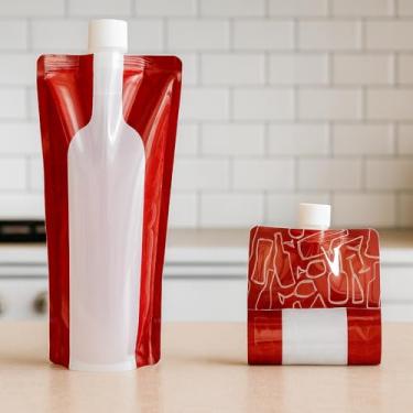 Imagem de Recipiente de líquido dobrável reutilizável, frasco portátil à prova de vazamento de vinho e bebida para viagens, acampamento, churrasco e eventos ao ar livre - 4 peças