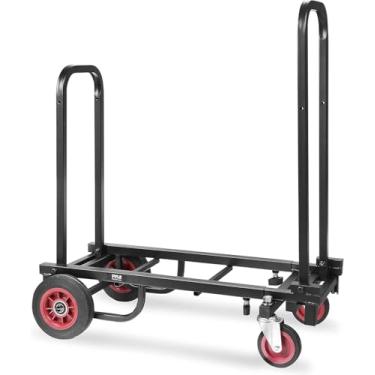 Imagem de Carrinho Plataforma Dobrável Pyle 8 em 1 Multiuso, Capacidade 90kg, Rodas Todo Terreno para Equipamentos de Áudio, Foto e Cargas, Preto, PKEQ38