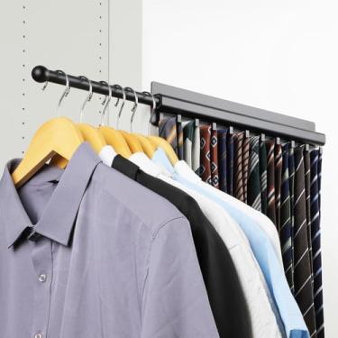 Imagem de BaiNong Vara de manobrista para armário de 41 cm com 10 ganchos, adesivo preto para armário deslizante