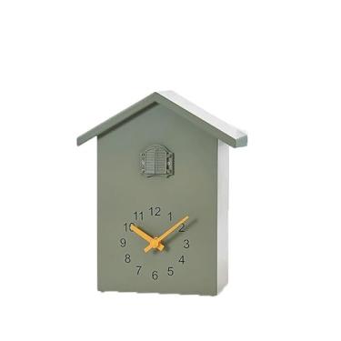 Imagem de hezhuhe2258 Relógio de parede estilo relógio de parede cuco pássaro fora janela sinos hora hora a hora para decoração de casa (verde)