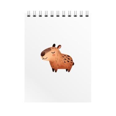 Imagem de Caderno Espiral com Ilustração de Capivara Fofa, Design Colorido, Fundo Cinza/Laranja/Roxo, Estilo Infantil (2, Branco)