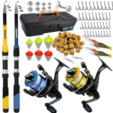 Imagem de Kit De Pesca Completo Barato 2 Vara 2 Molinete 10kg Com Item - Summer,