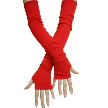 Imagem de Par de Luvas longas de suplex com dedeira luvinha para completar seu l