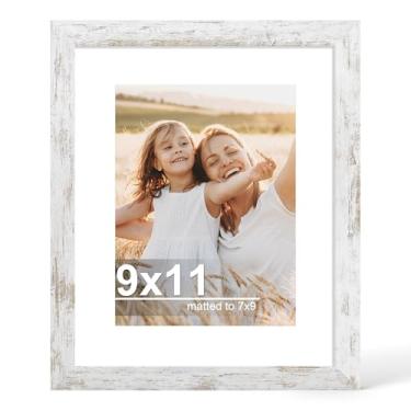 Imagem de Hongkee Porta-retrato 22 x 28 cm com vidro, exiba imagens 19 x 23 com tapete ou 23 x 28 sem tapete - parede e mesa, molduras de madeira 23 x 27 cm (branco envelhecido, 1 pacote)